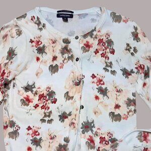Lands’ End 100% Supima Floral Button-Front Women's Cardigan Sweater | Size XS